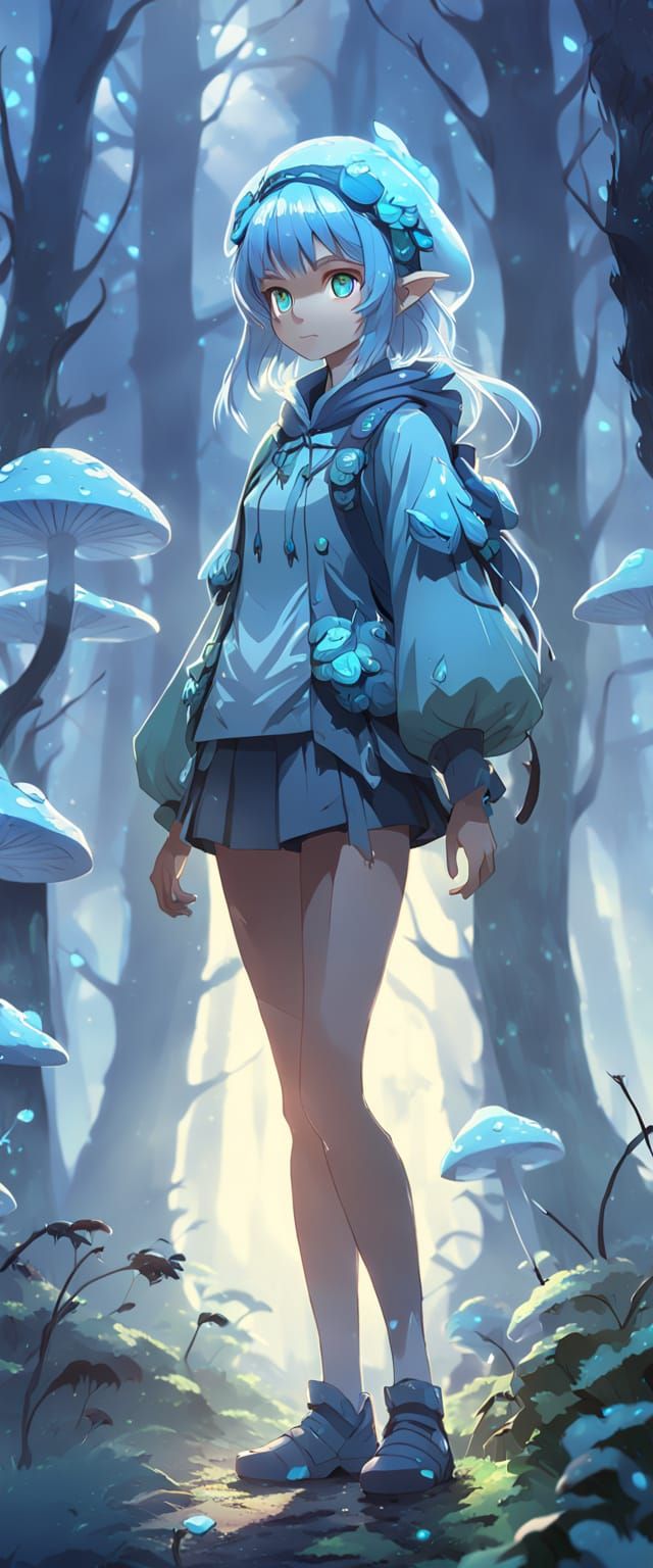 Vibrant Anime Goddess of the Misty Forest