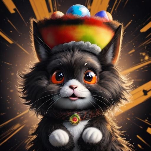 Cute Bunny with Big Eyes as Impasto Painting