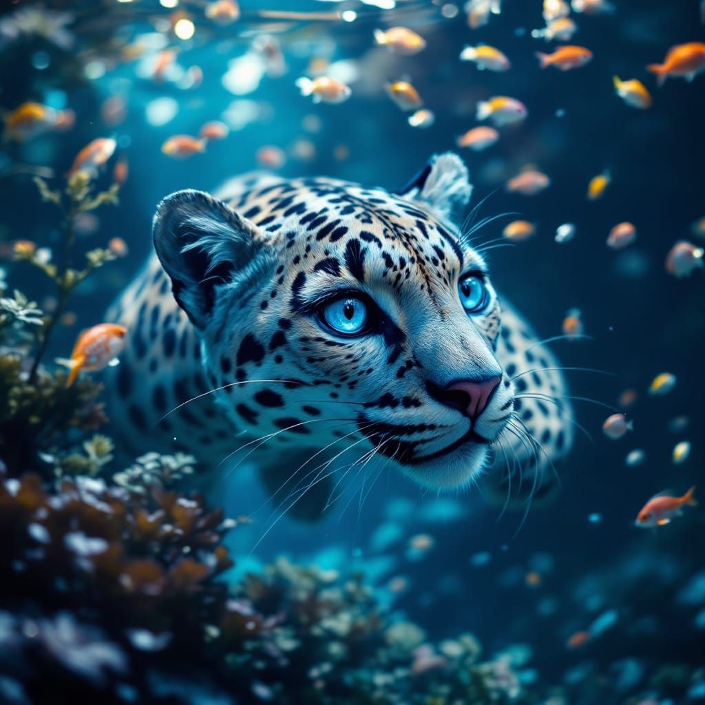Clouded Leopard Swimming: Matte Painting in Unreal Engine