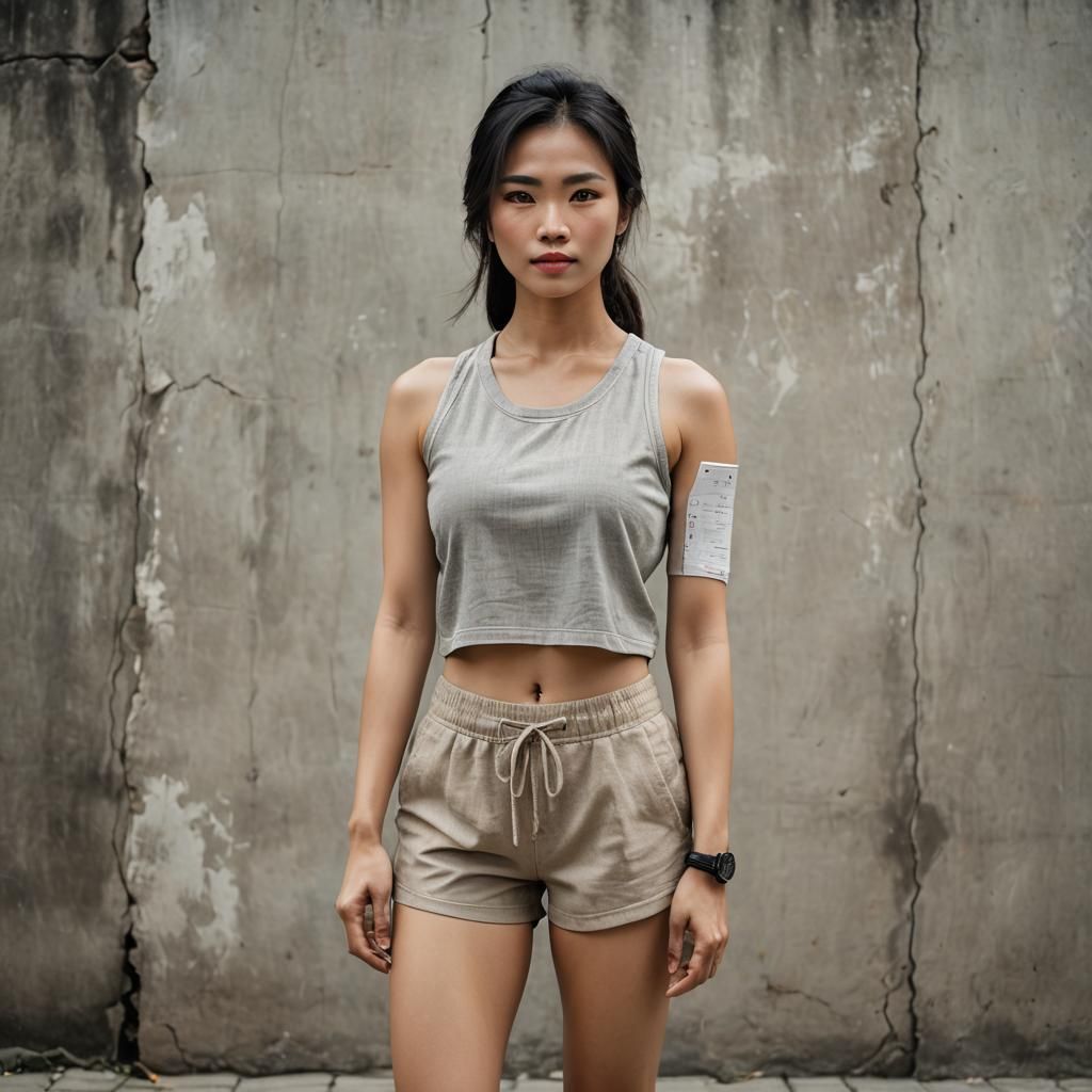 Athletic Vietnamese Woman in Sportswear: Professional Photo