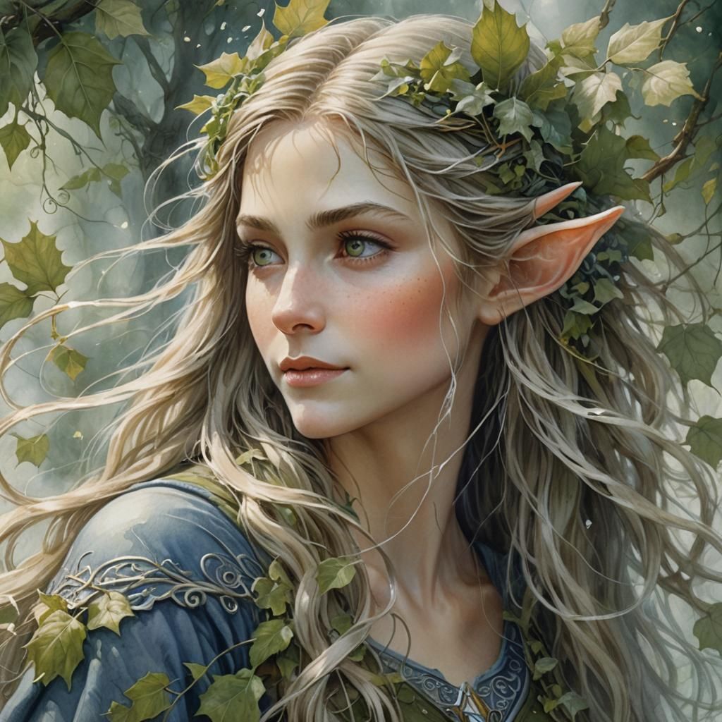 Earth and Weather Elf Portrait in Fantasy Art Style