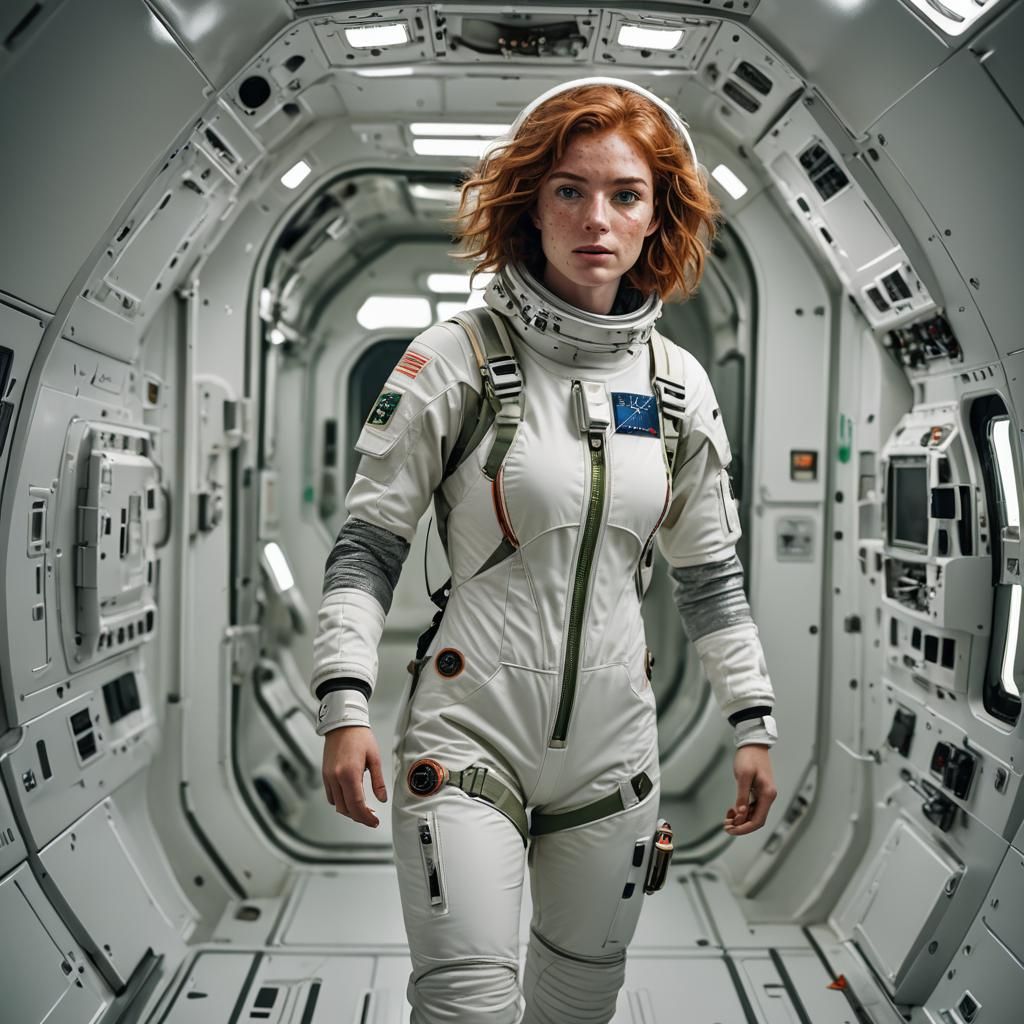 Auburn Haired Girl in Spacesuit: Fashion Photography