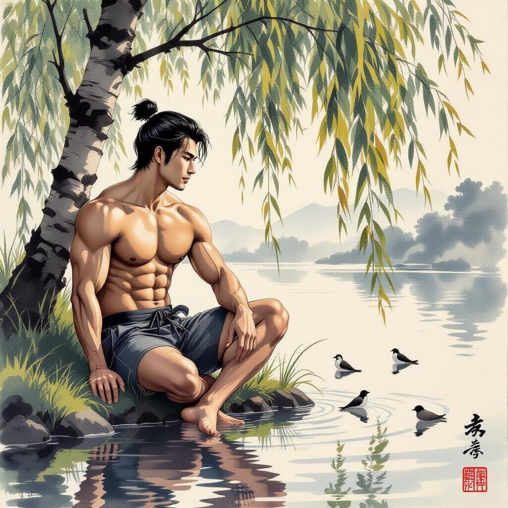 Ukiyo-e Style: Japanese Men by Crystal Brook