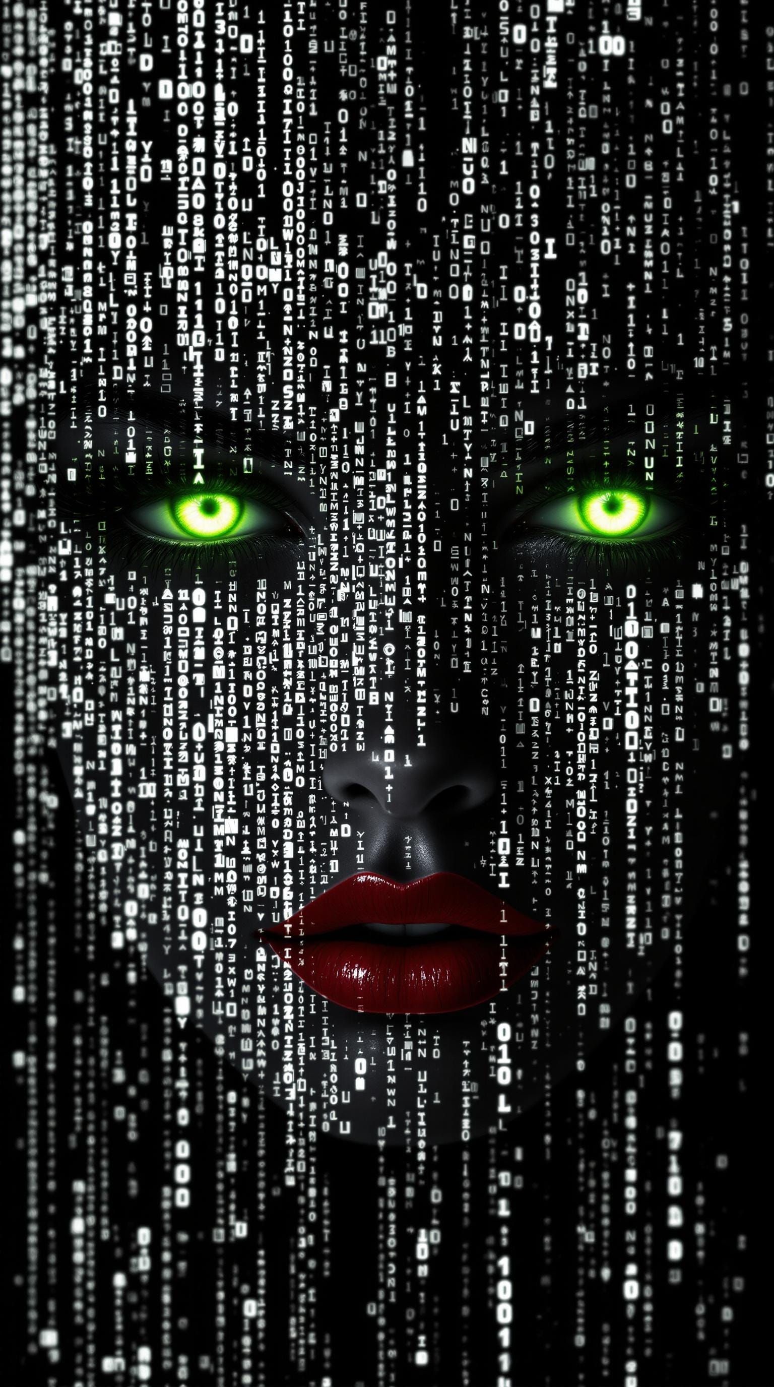 Monochromatic 3D Holographic Digital Art of a Mysterious Wom...