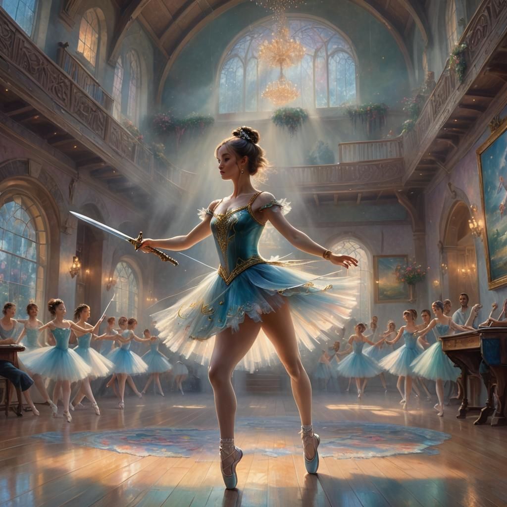 Warrior Ballet Dancer in Ethereal Fantasy Style