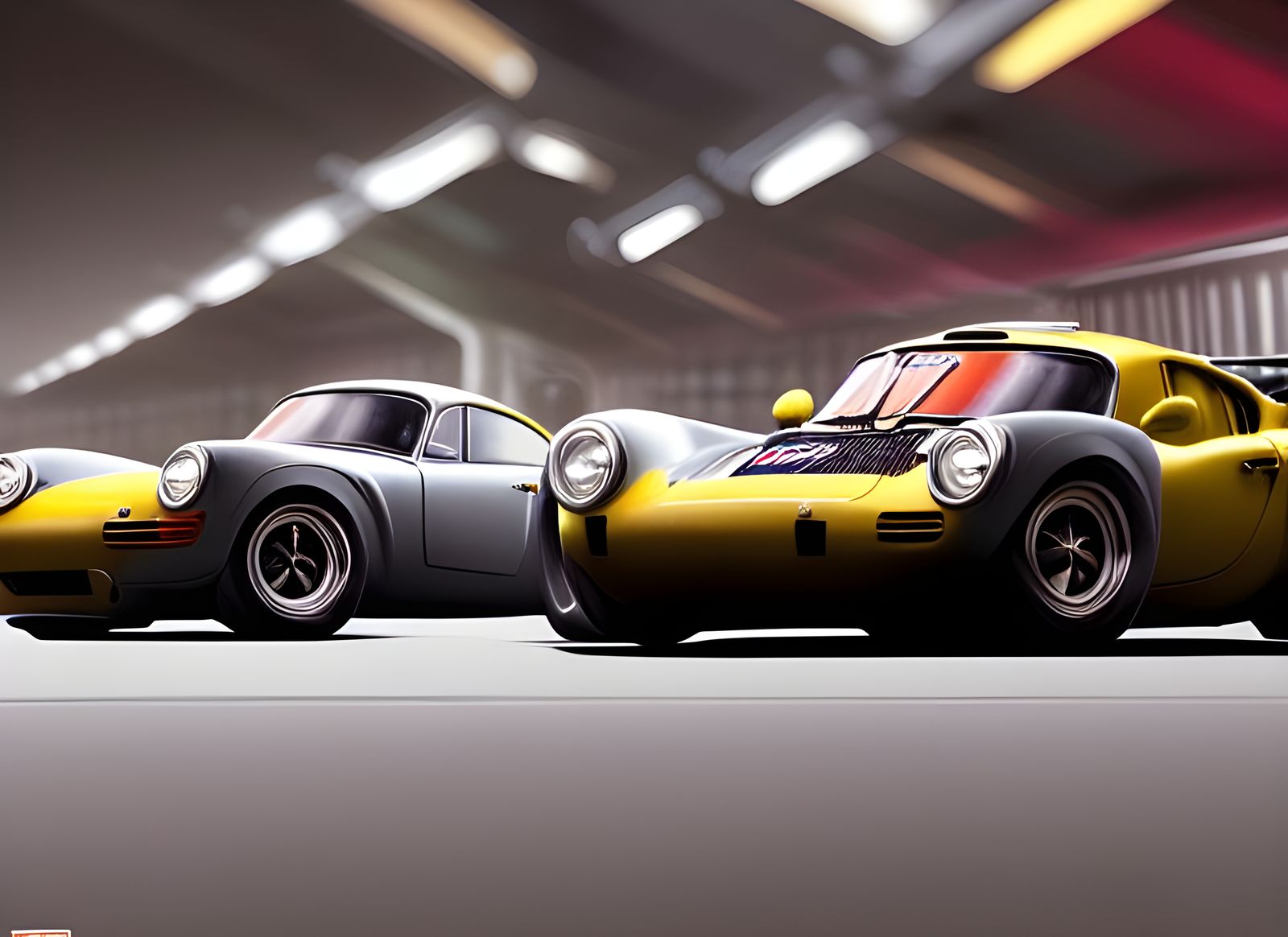 Symmetrical Hyperrealistic Cars Careening in 3D