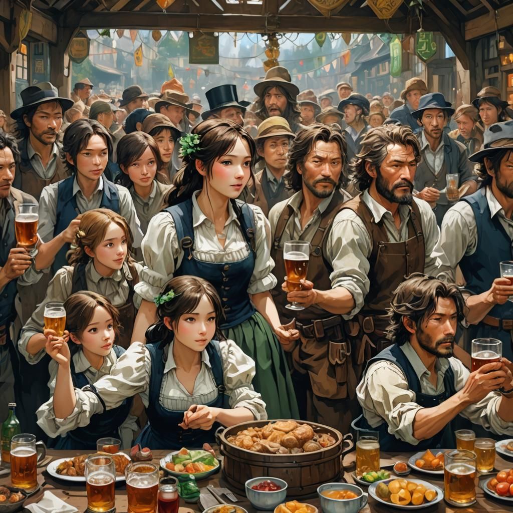 Oktoberfest Celebration in Hyperdetailed Watercolor Style