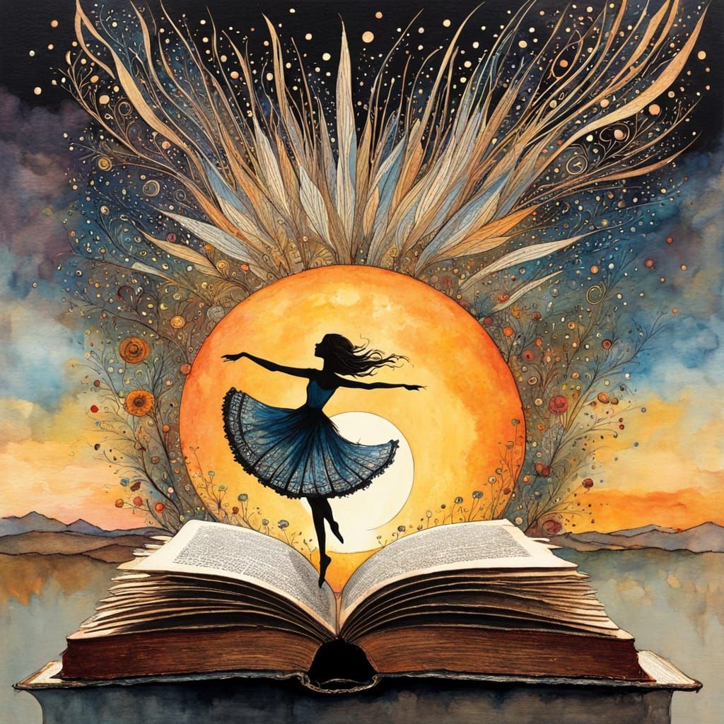 Whimsical Watercolor Dance Scene with Chiaroscuro and Zentan...