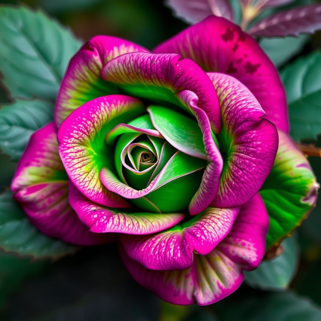Emerald Rose with Amethyst Leaves