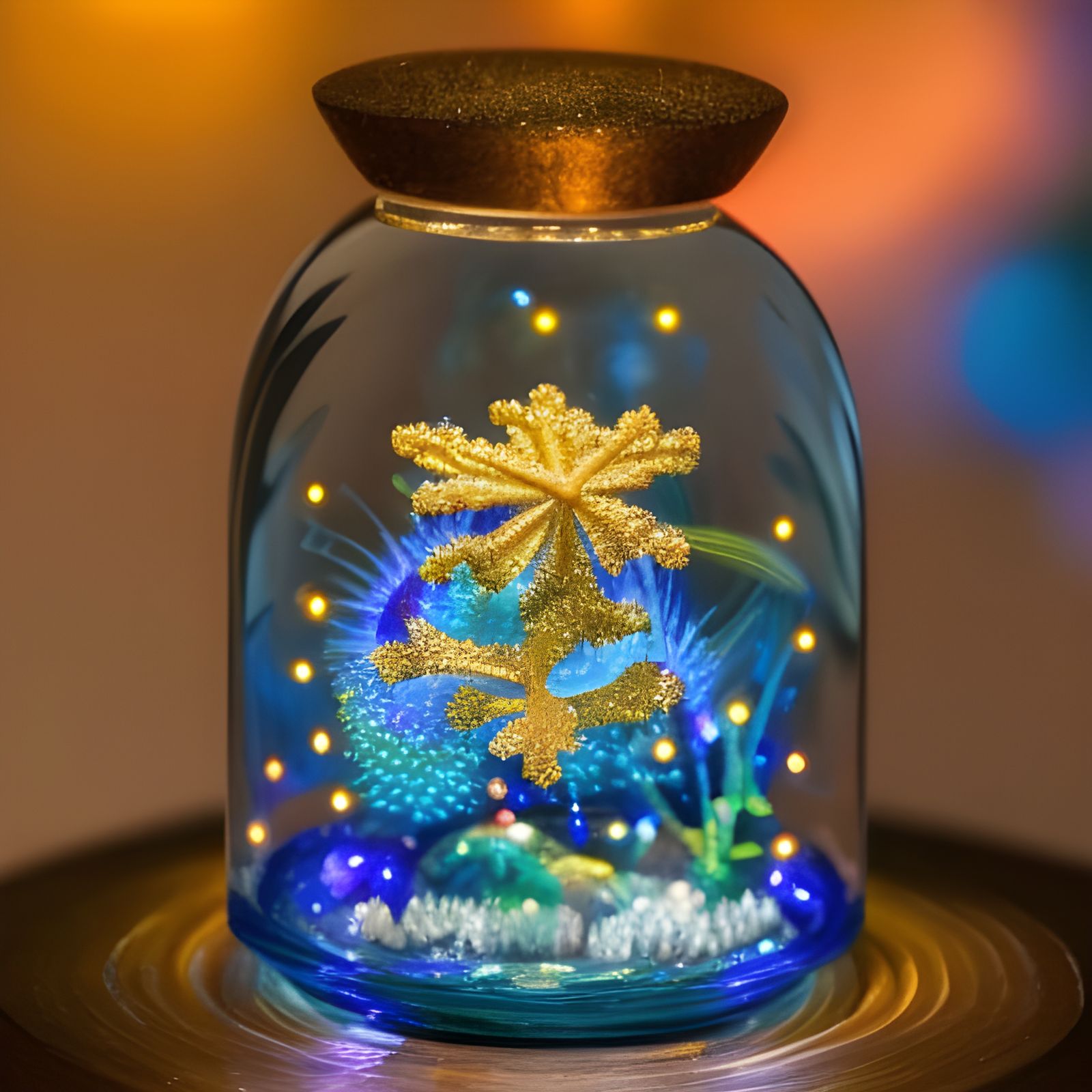 Crystal Fish in Jar with Fairy Dust and Stars