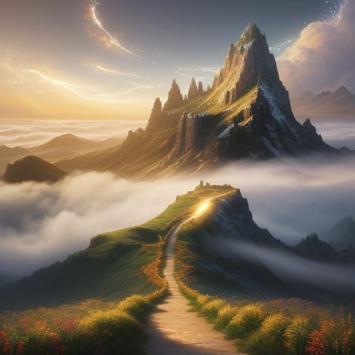 Lone Figure Walks Path of Light Towards Freedom