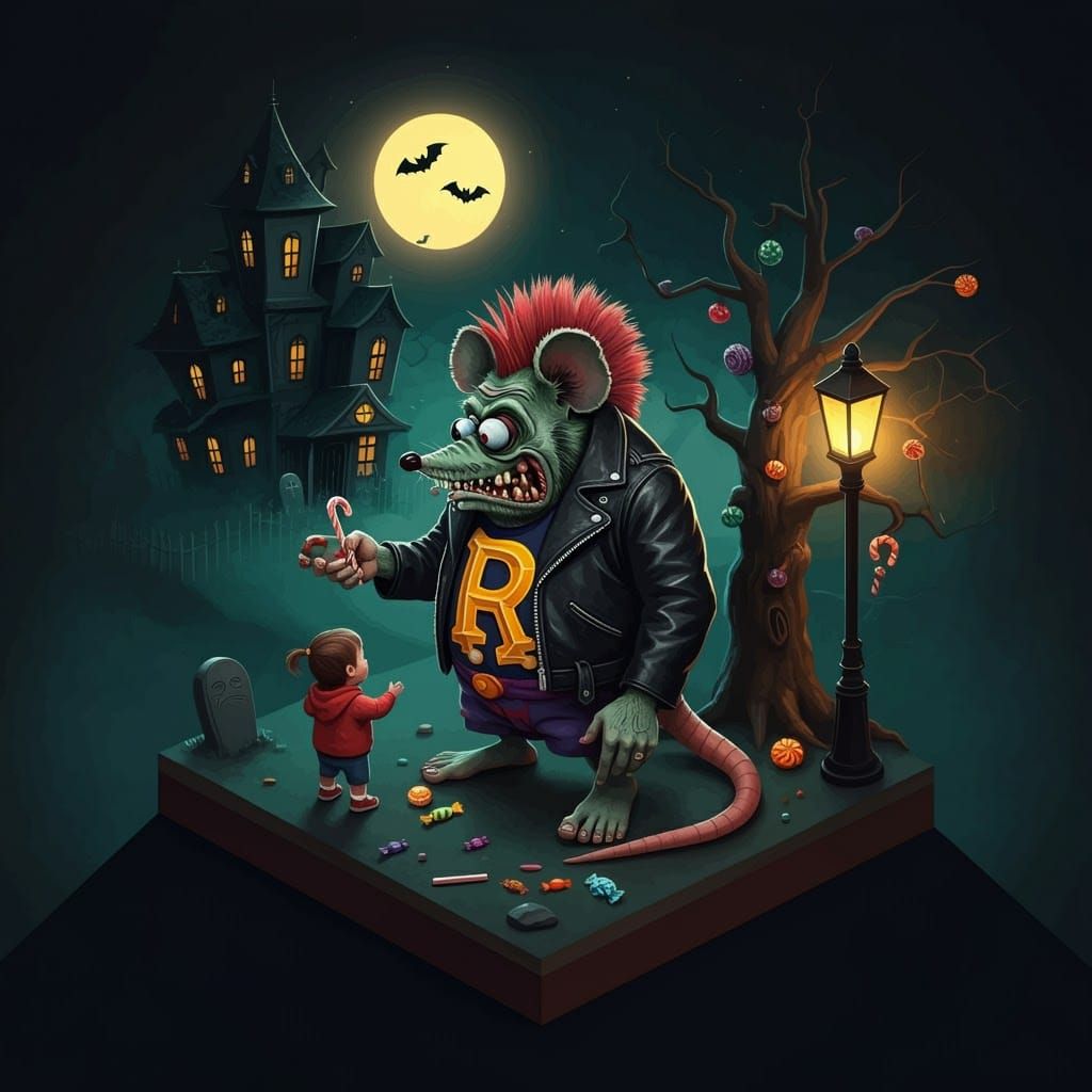 Rat Fink's Halloween Treat: An Isometric Illustration