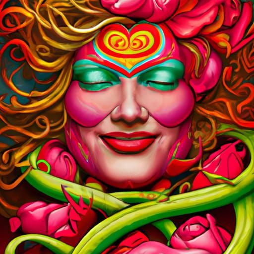 Flower Originating From Woman, Detailed Portrait in Splash A...