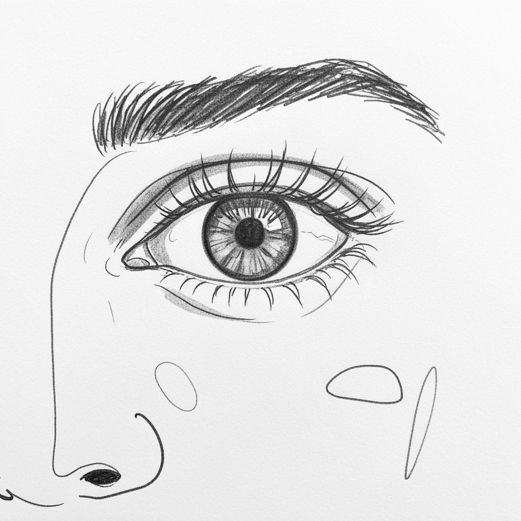 Charming Eye Close-Up Pencil Drawing