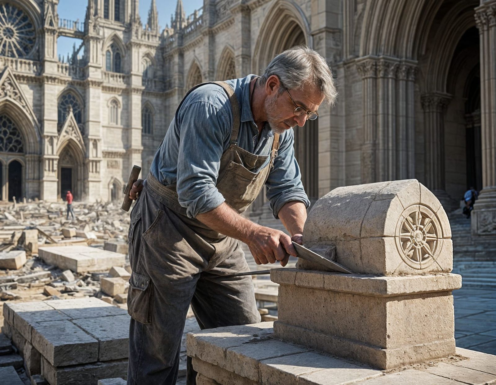 Old Stone Cutter Building a Cathedral