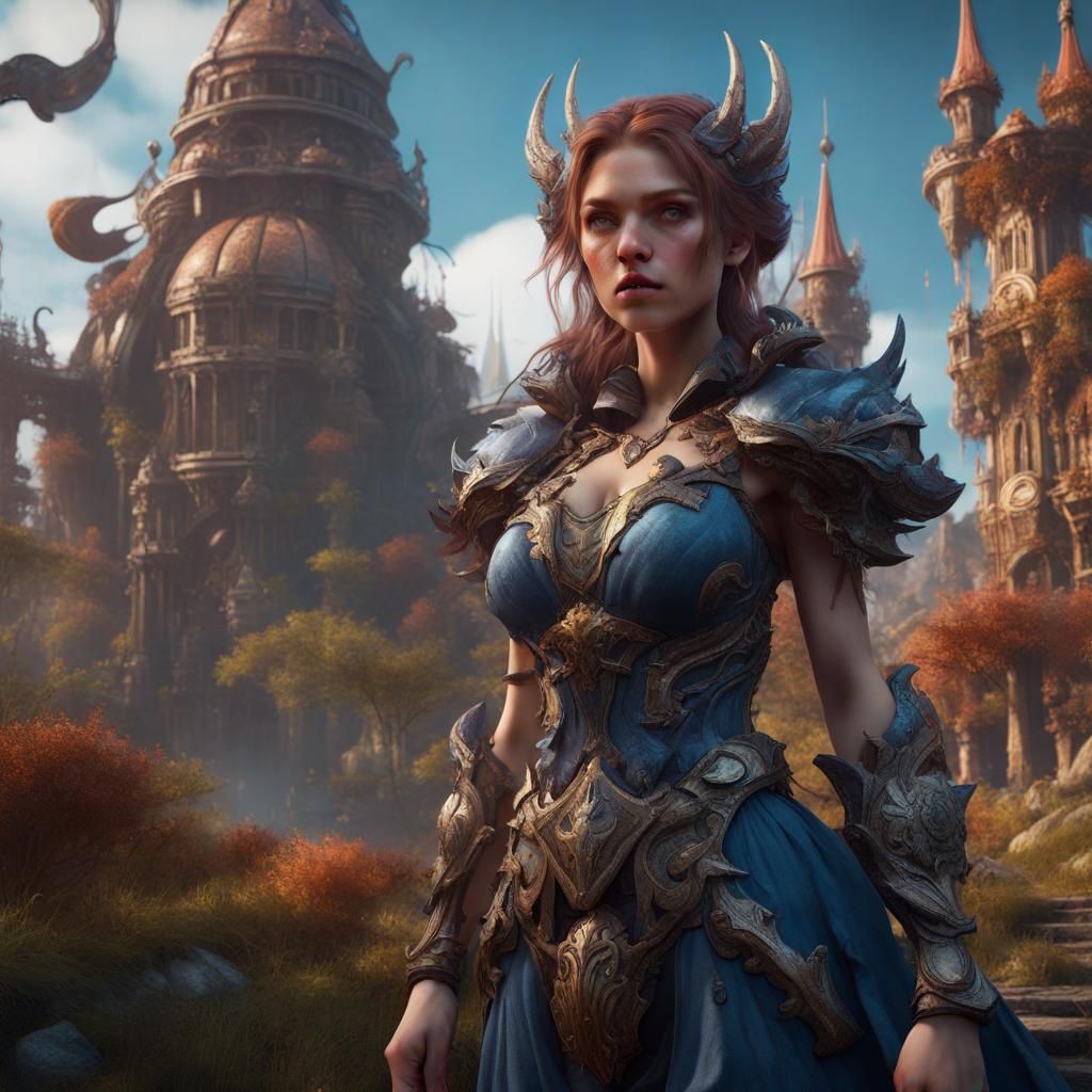 Detailed Matte Painting of Girl with Large Breasts