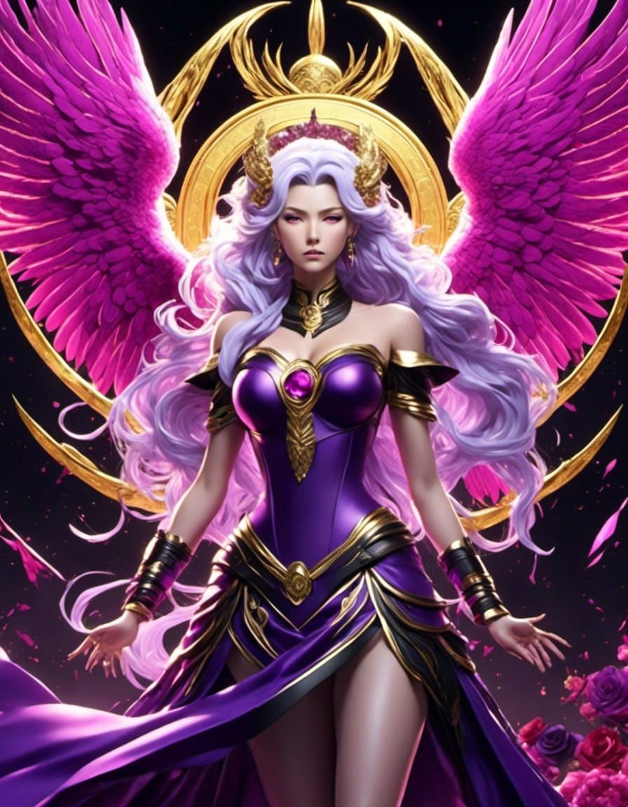 Ah! My Goddess Urd, purple, dark fuchsia black with gold. <lora:My style Anime:1.0> Anime