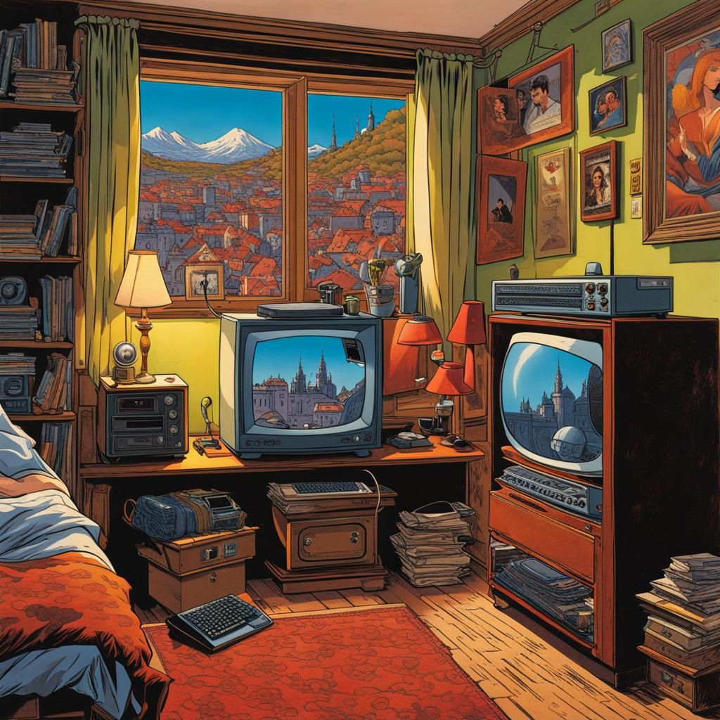 Retro 90s PC Gaming in Comic Book Style