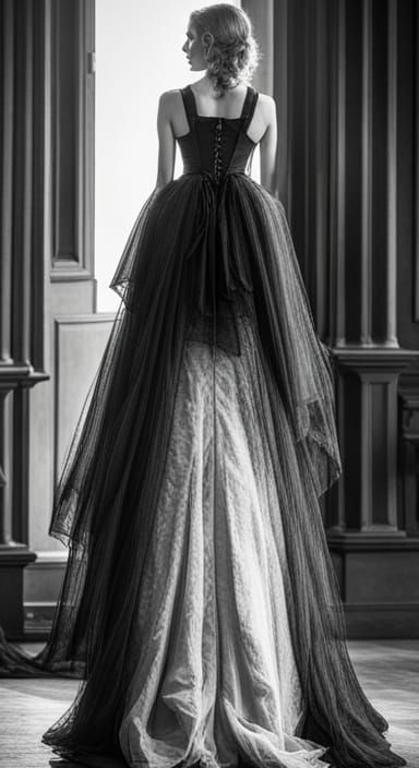 Victorian Cemetery Scene with Funereal Veils