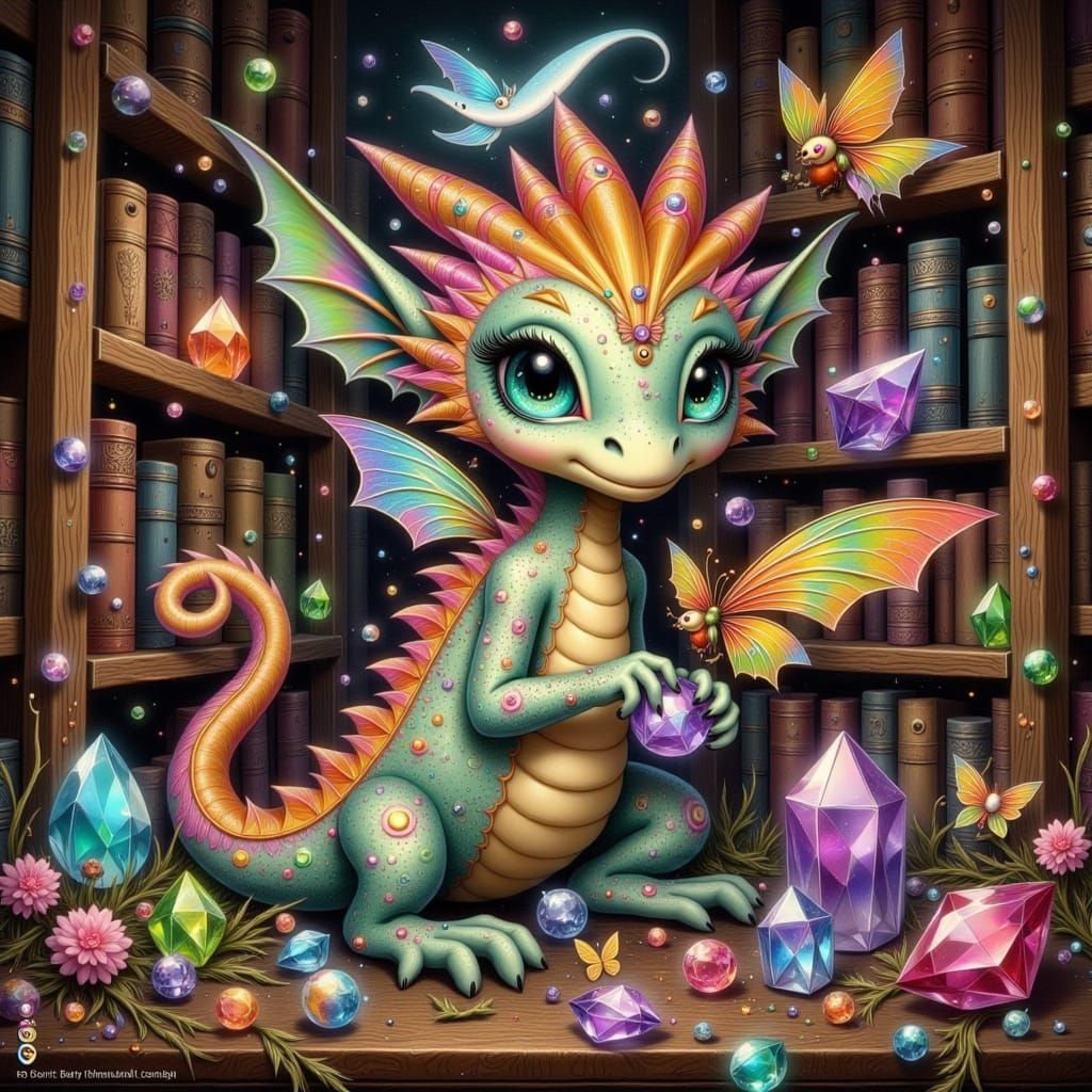 Fantastical Dragons Discover Treasure in a Whimsical Library...