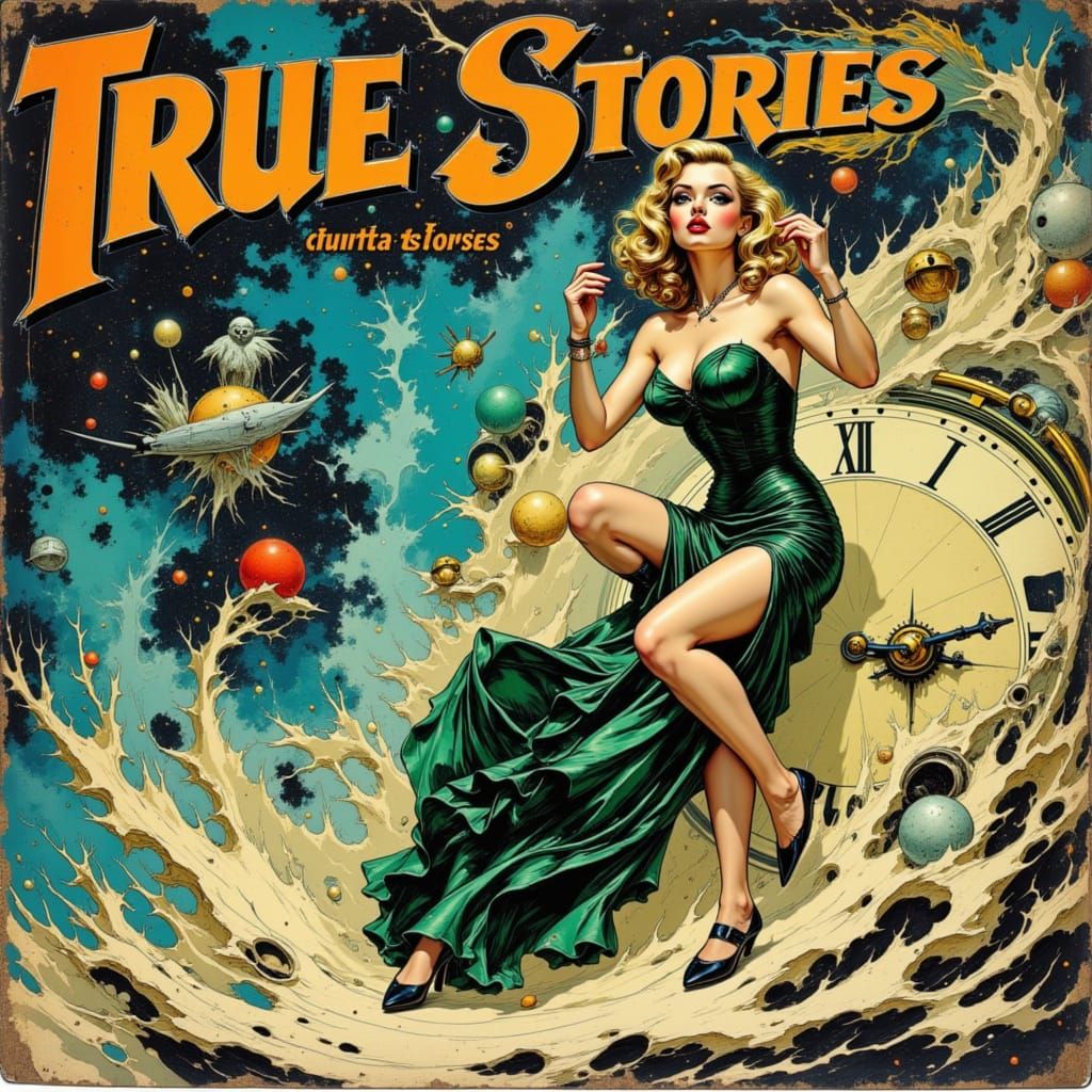 Surreal Pinup Model Steps From Melting Clock