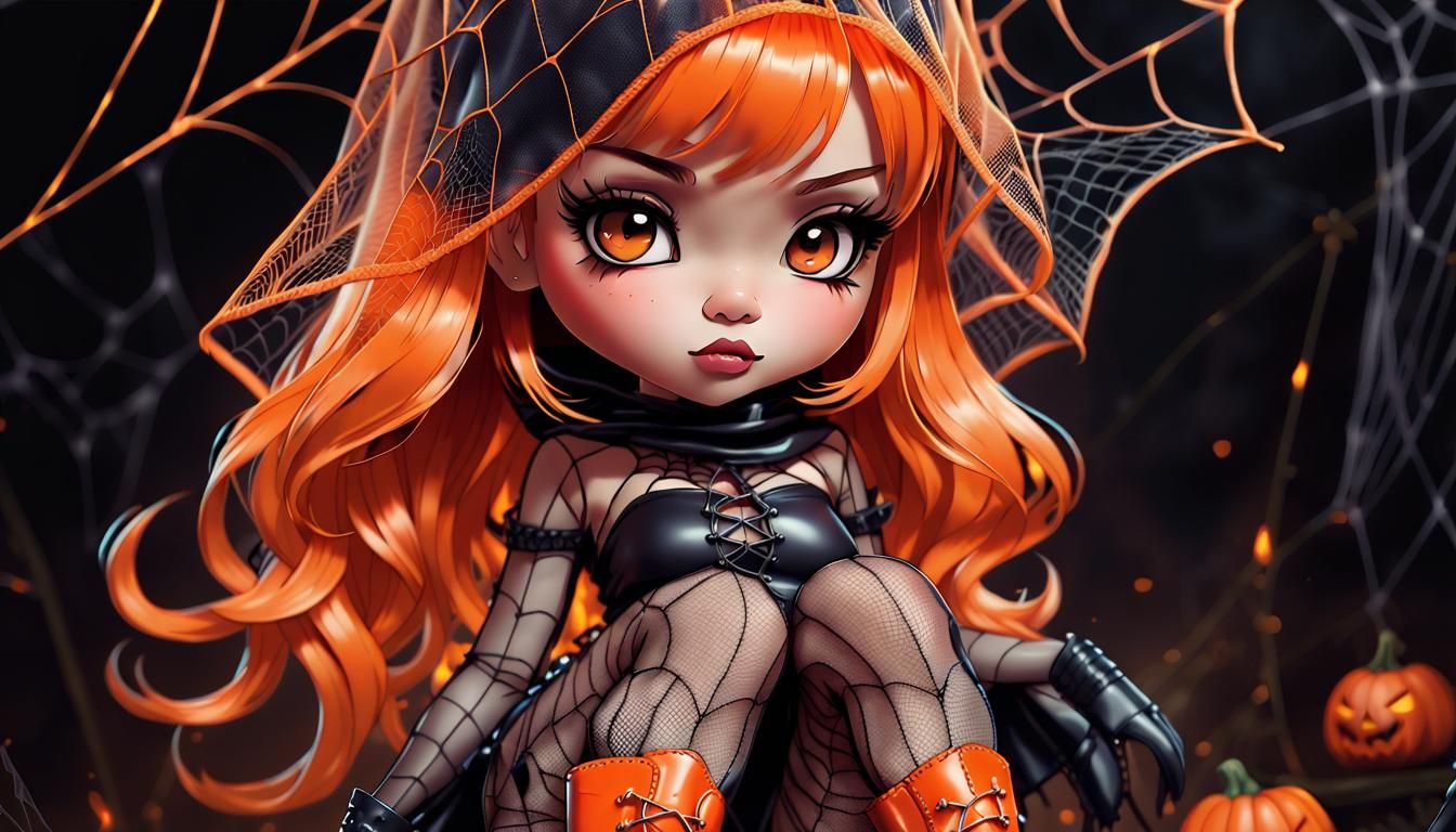 Anime Chibi Bratz Girl in Halloween Setting