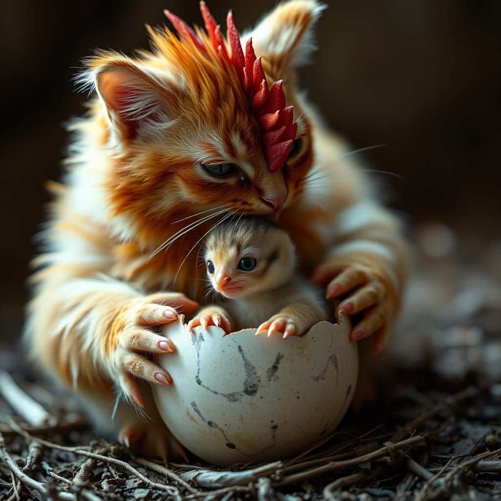 Dramatic Cat-Chicken Hybrid Birth on 35mm Film