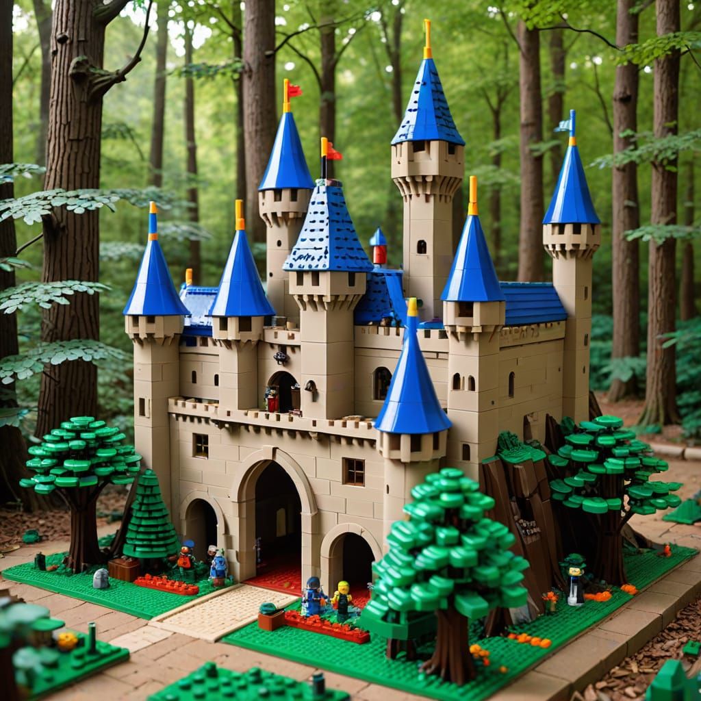 Colorful Lego Fortress with Forest