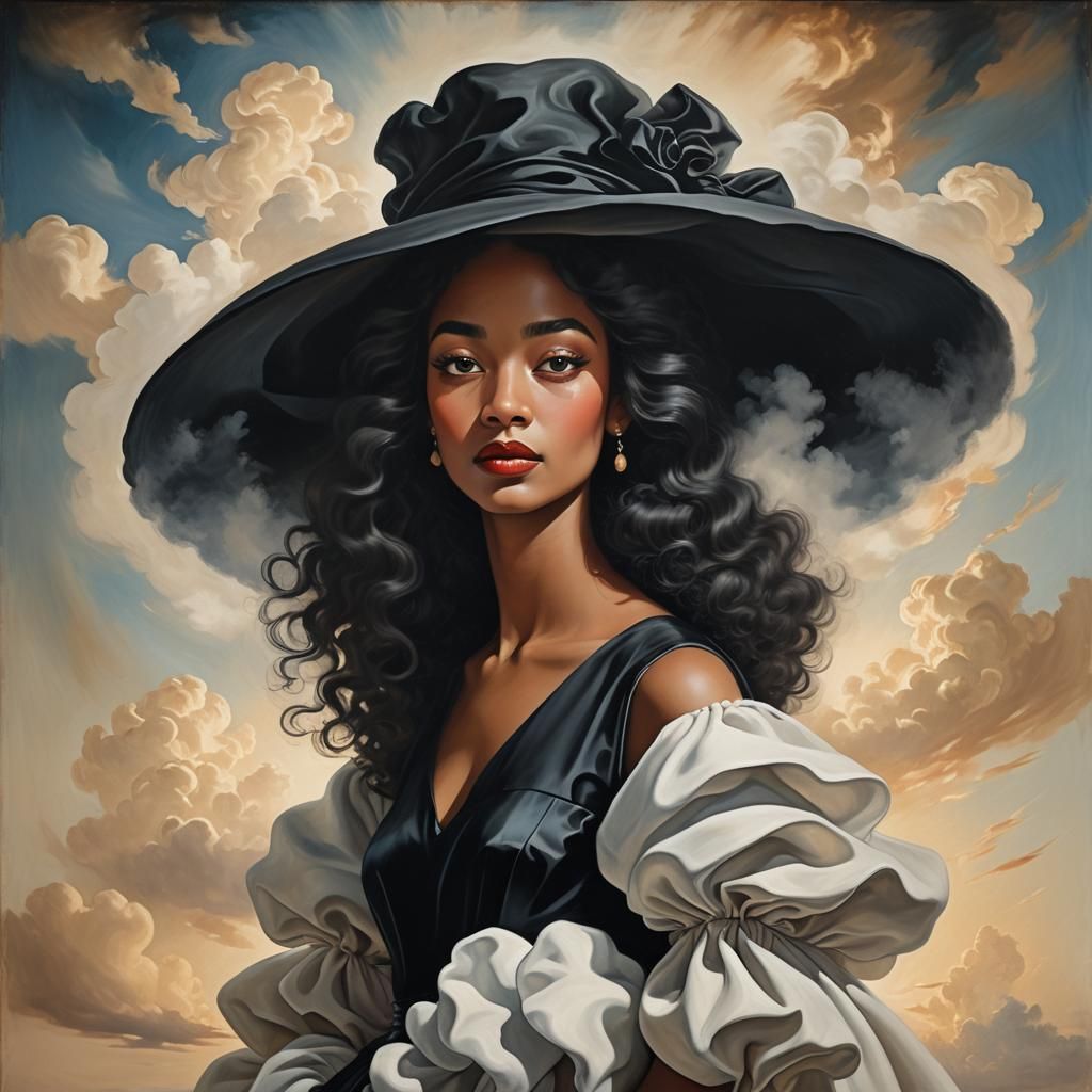 Dreamlike Portrait of Black Princess in Surrealist Style