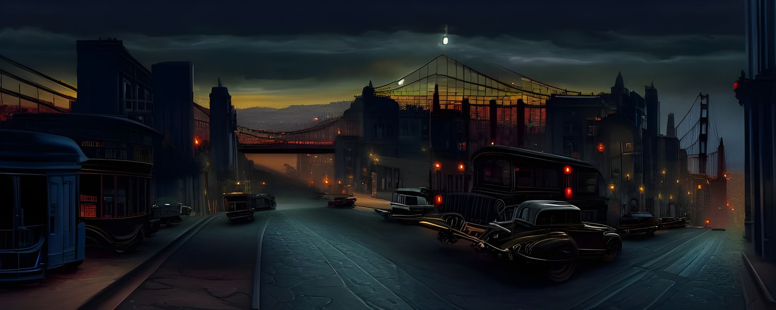 1940s San Francisco Street in Raypunk Style