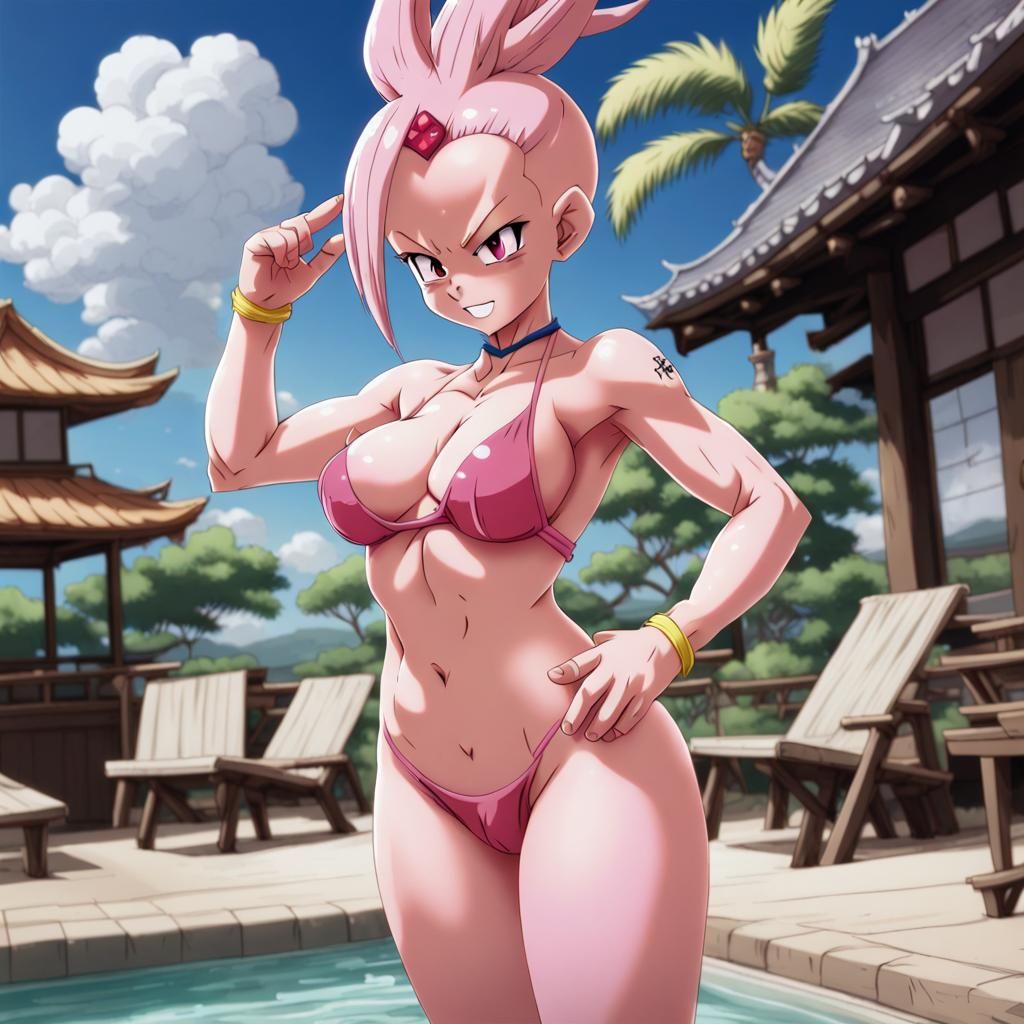 Kid Buu in Bikini: Anime Style Illustration