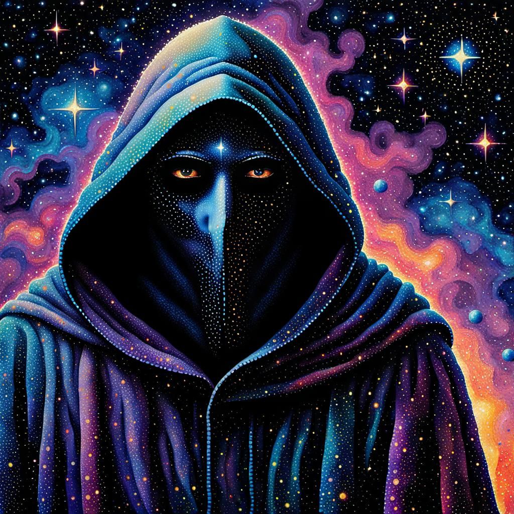 Nebula Wanderer in Pointillism Style