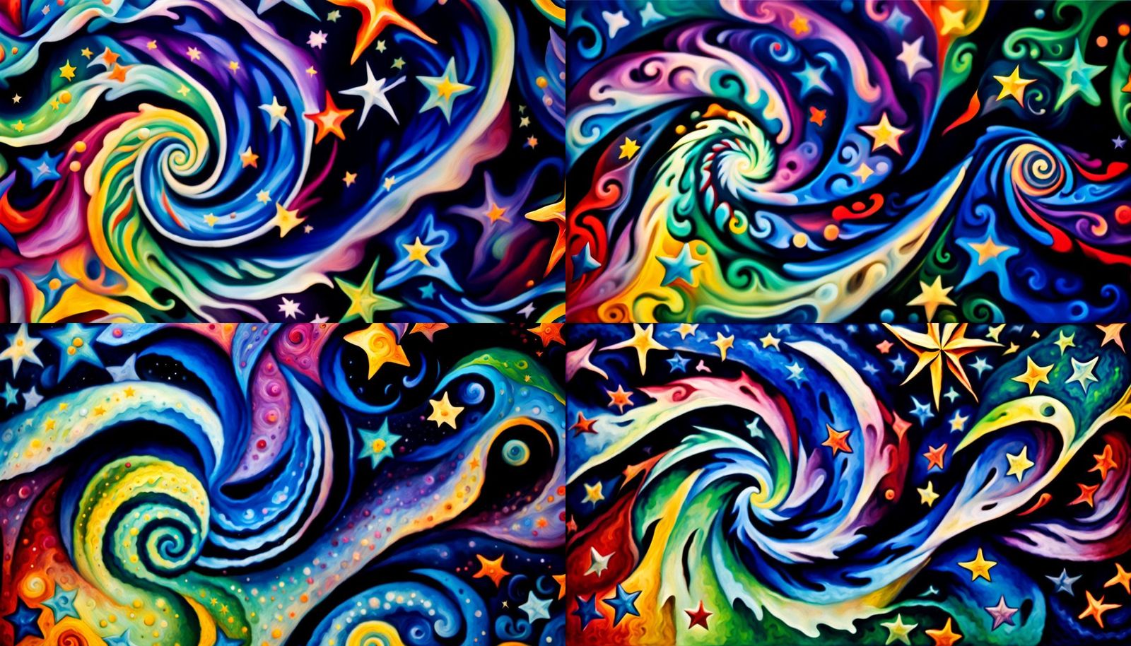 Swirling Stars Dance in Cosmic Oil Painting