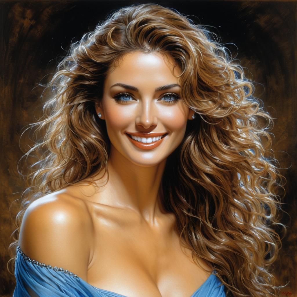 Radiant English Woman in Oil Painting