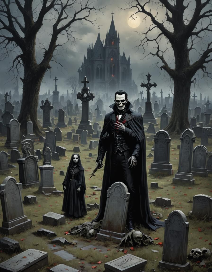 Sinister Gothic Vampire Graveyard Scene