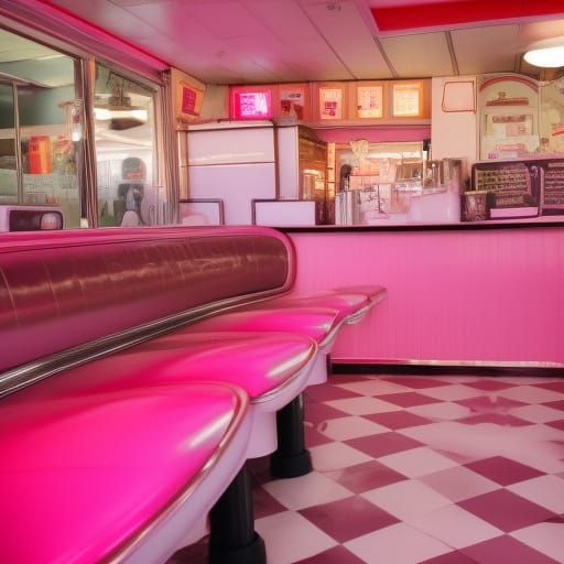 Pink 1950s Diner in Sharp Focus