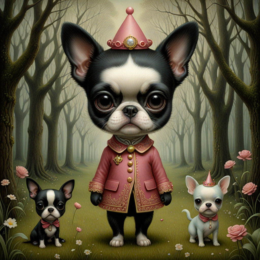Boston Terrier in Enchanted Landscape