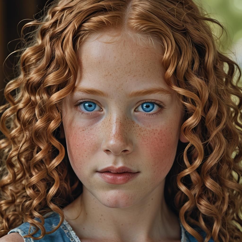 Portrait of a Girl with Ringlet Curls, Professional Photogra...