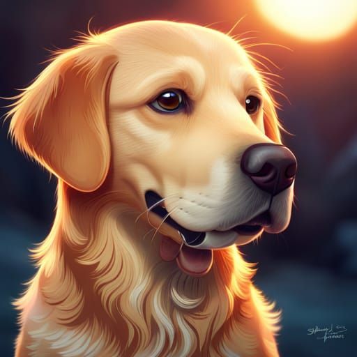 Disney Cartoon Golden Retriever Close-Up