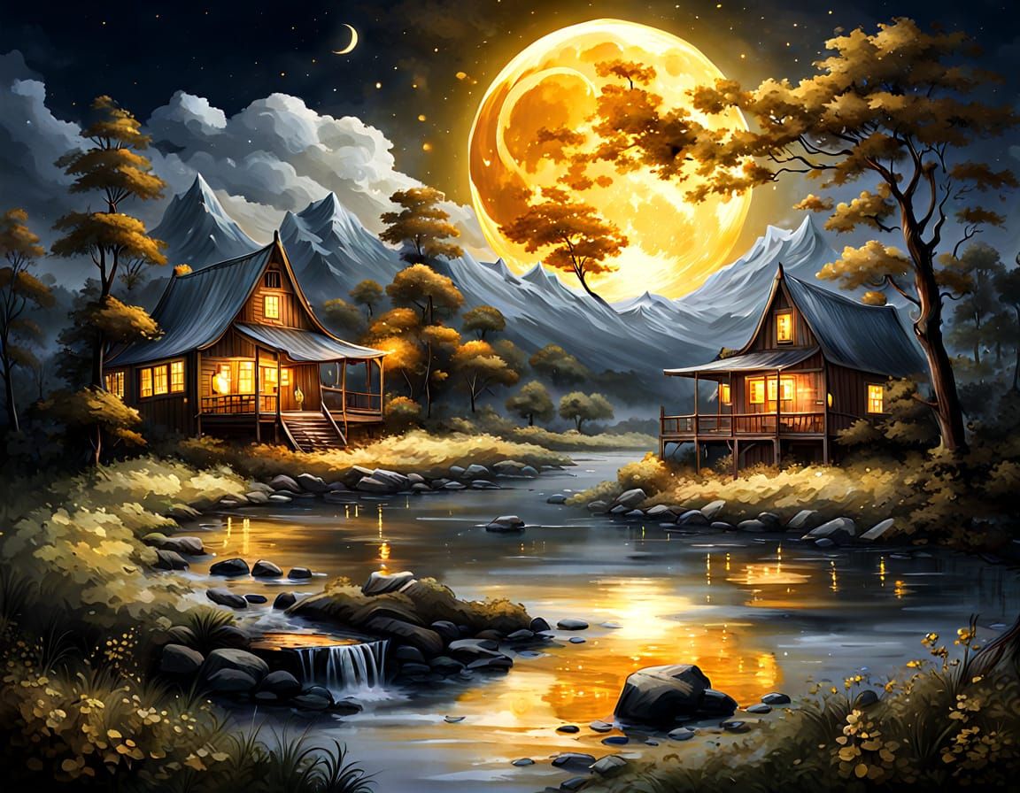 Radiant Golden Moon Masterpiece