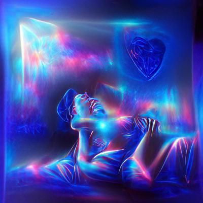 Astral Love Emanates Blue Light: Cosmic Illustration