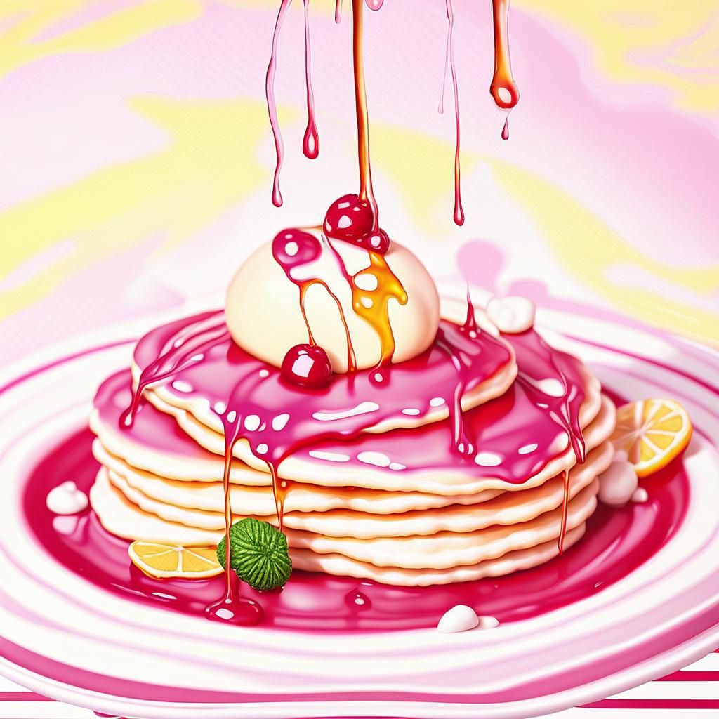 Pop Art Pancakes with Fruit and Syrup