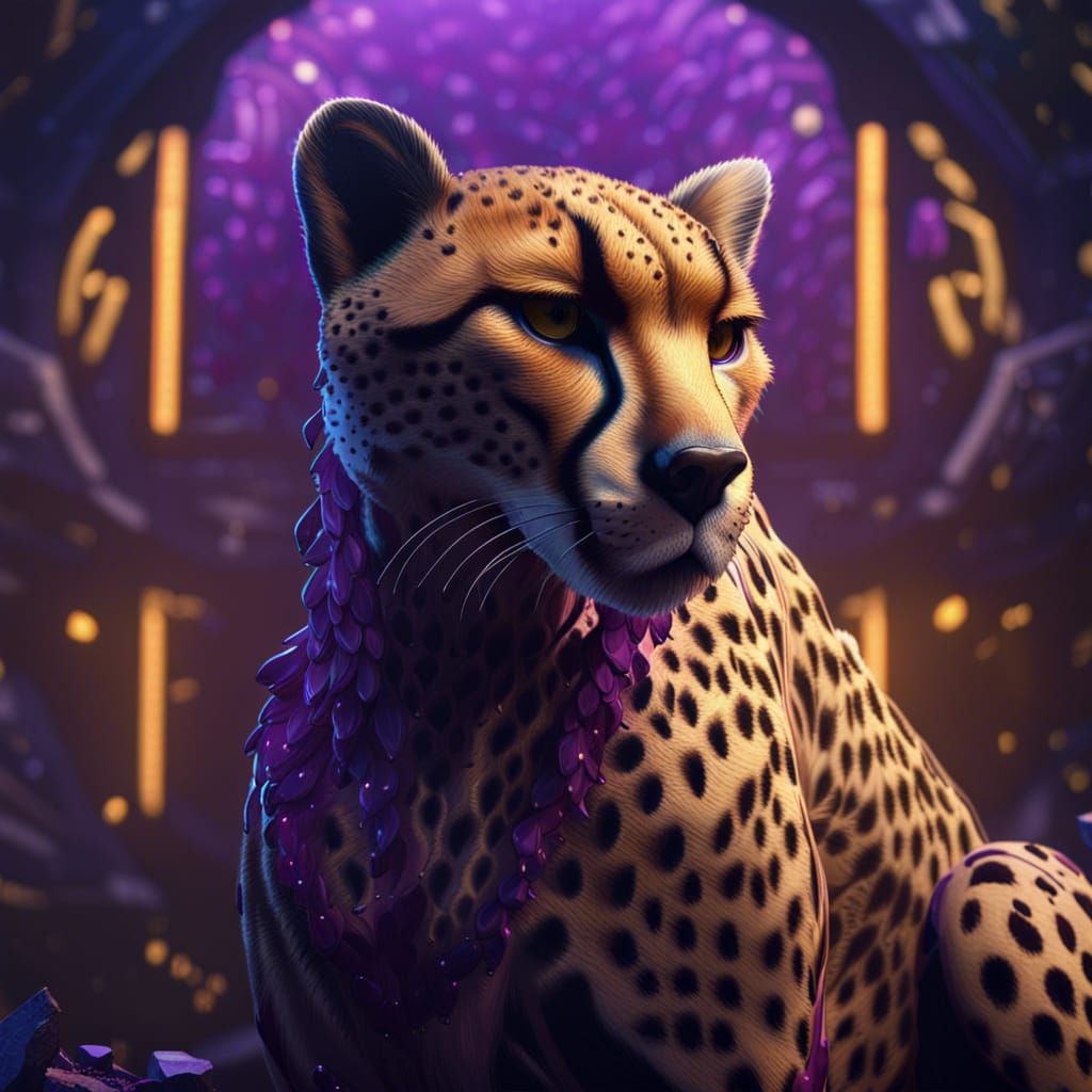 Hyperdetailed Cheetah in Dark Fantasy Art