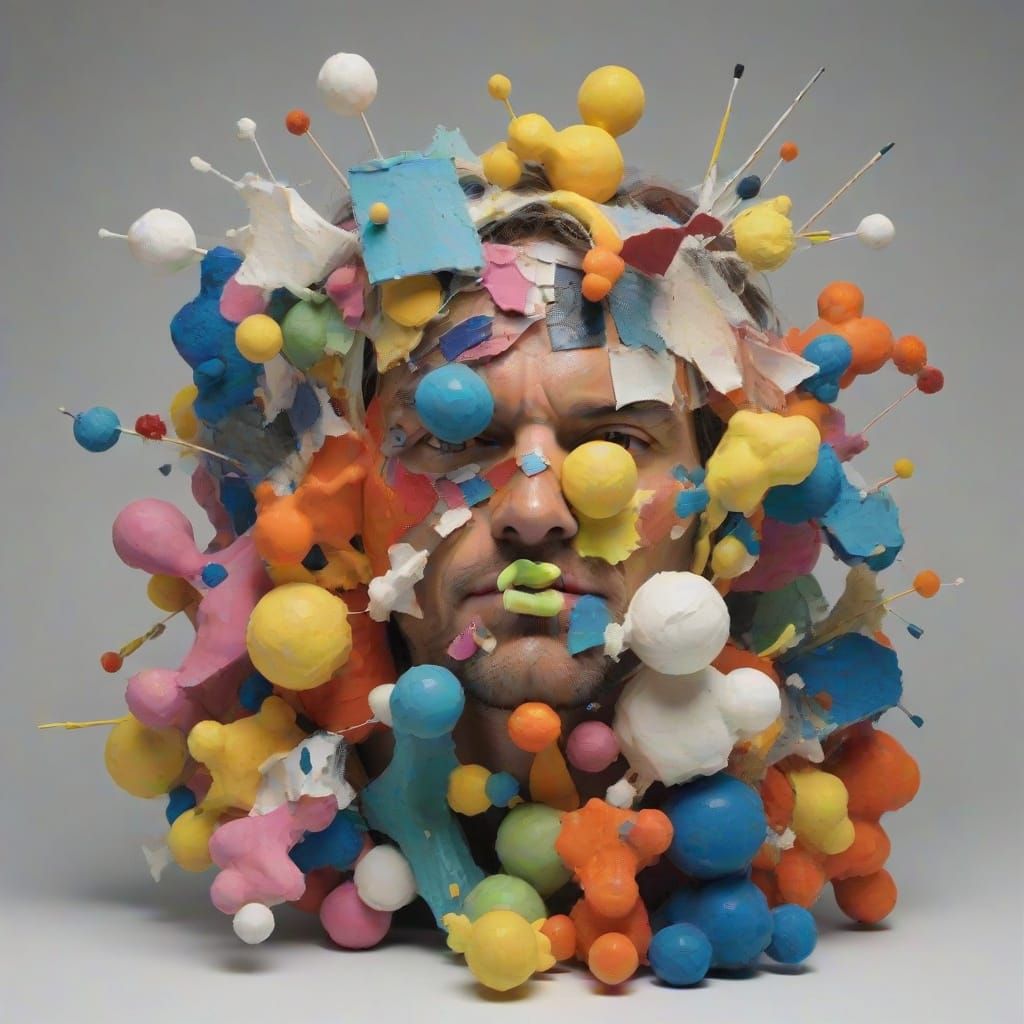 Textured Collage of a Messy Male Portrait