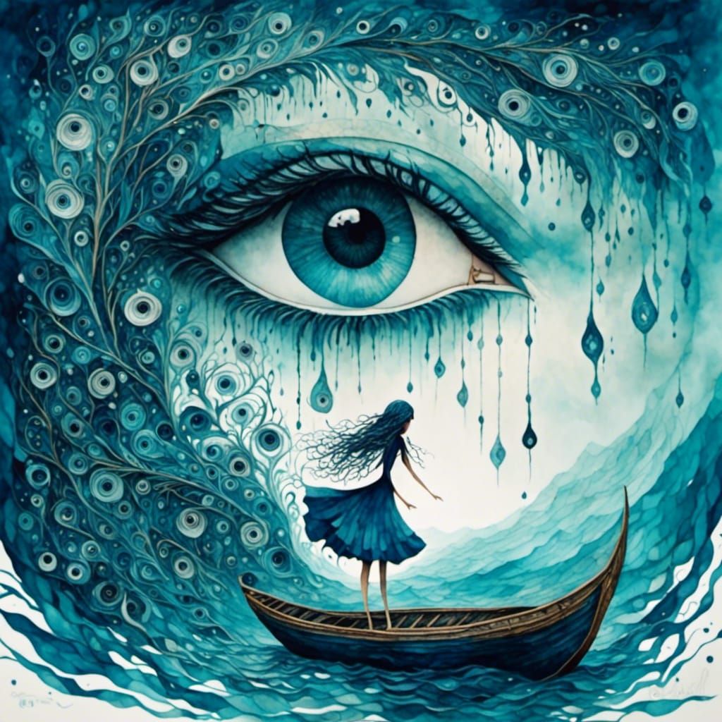 Surreal Crying Eye Creates Sea of Tears