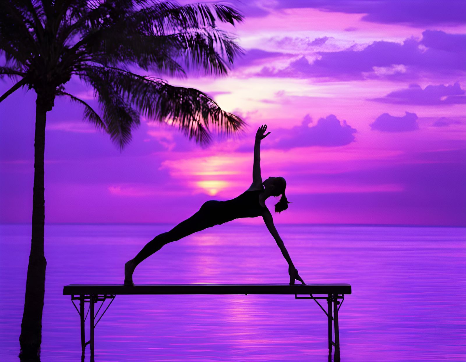 Yoga Poses at Sunset: Serene AI Image