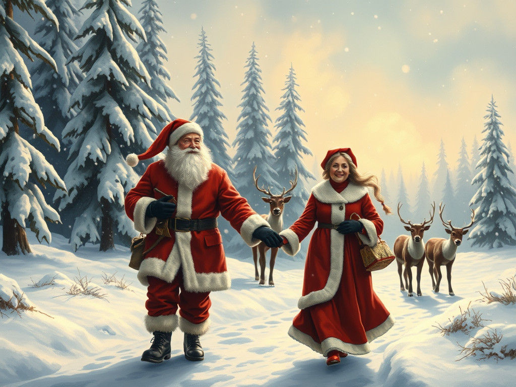Santa and Mrs. Claus in Winter Wonderland