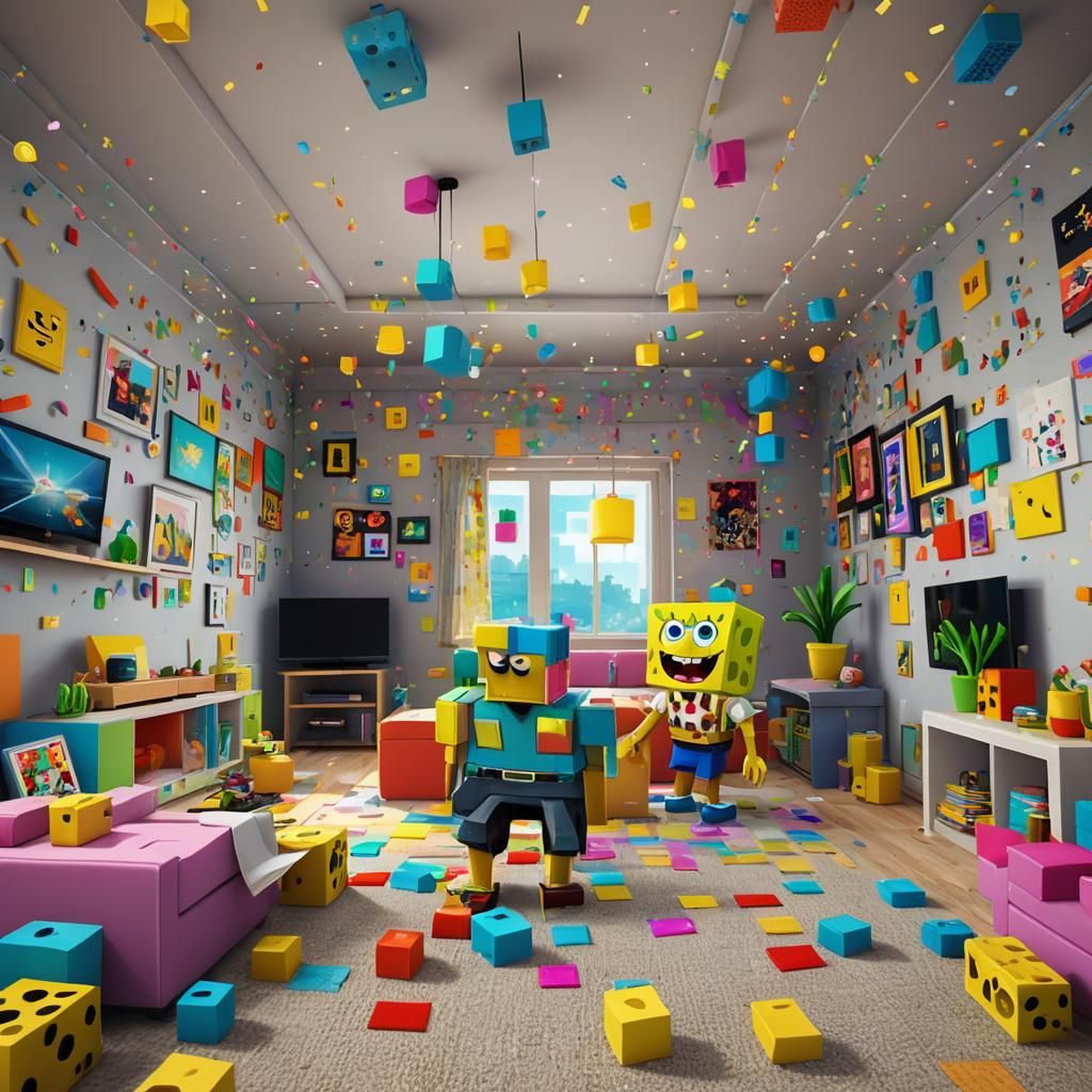SpongeBob Plays Roblox: Vibrant 3D Animation