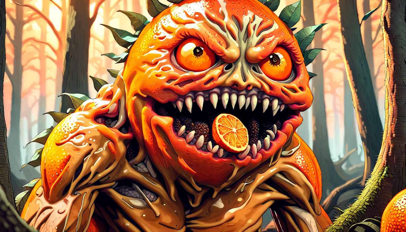 Rotten Orange Fruit Monster in Enchanted Forest