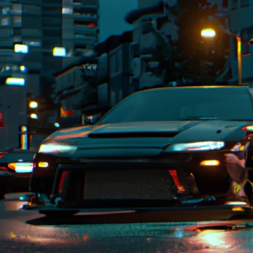 JDM Car on City Street: Anime Key Visual